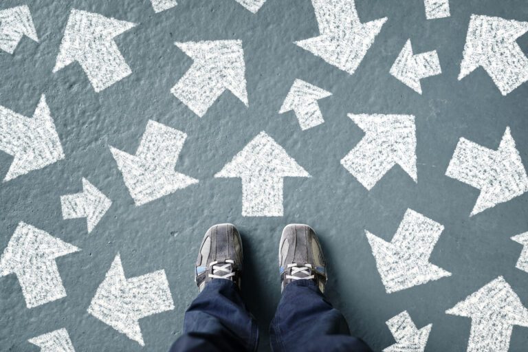 Feet with Arrows Pointing All Directions